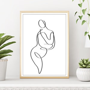 Body Line Drawing,Printable Line Art,Continuous Line Drawing,Minimalist Female Line Drawing,Downloadable Line Drawing Print