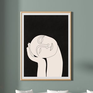 Minimal face drawing, Line art face drawing, Printable drawing wall art, Instant download, Minimalist drawing print, 24x32