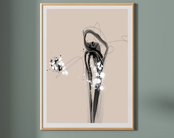 Abstract drawing, Drawing printable wall art, Human figure drawing, Modern abstract home decor, Instant download