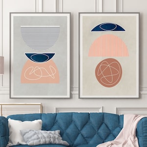 Kinderzimmer Druckbares abstraktes Kunstset, Boho Set von 2 abstrakten geometrischen Drucken, minimalistisches Kunstset von 2 Drucken, 30x40