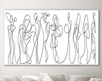 Múltiples figuras minimalista line art dibujo imprimible para descarga instantánea, dibujo grande wall art, impresión de dibujo minimalista en blanco y negro