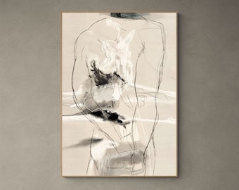 木炭ボディスケッチ：オリジナル人物画（デジタルダウンロード）