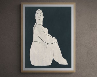 Impresión artística de línea de mujer minimalista: figura inspirada en Botero (24 x 32)