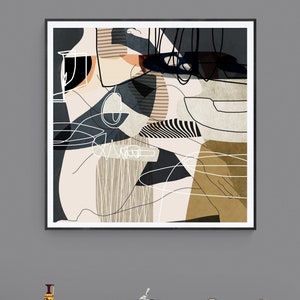 Resumen imprimible con dibujo lineal de mujer, Arte de pared abstracto moderno para descarga instantánea, Impresión abstracta cuadrada grande, impresión 30x30