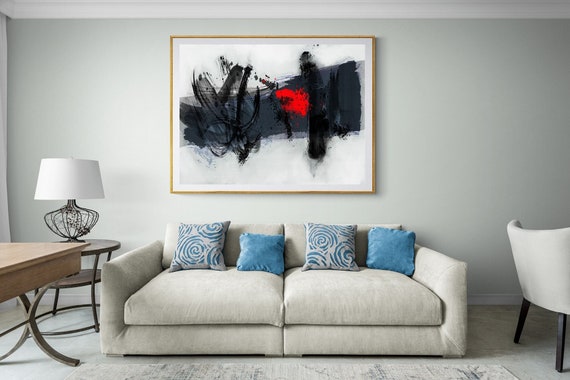 Large Abstract Drawing Printable Painting Black Abstract | Etsy