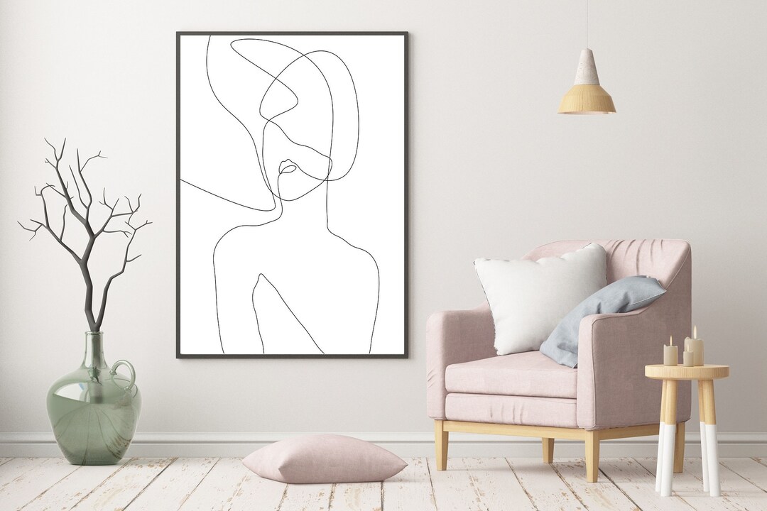 Minimalist Woman Line Art Print: Abstract Female Figure (digital ...