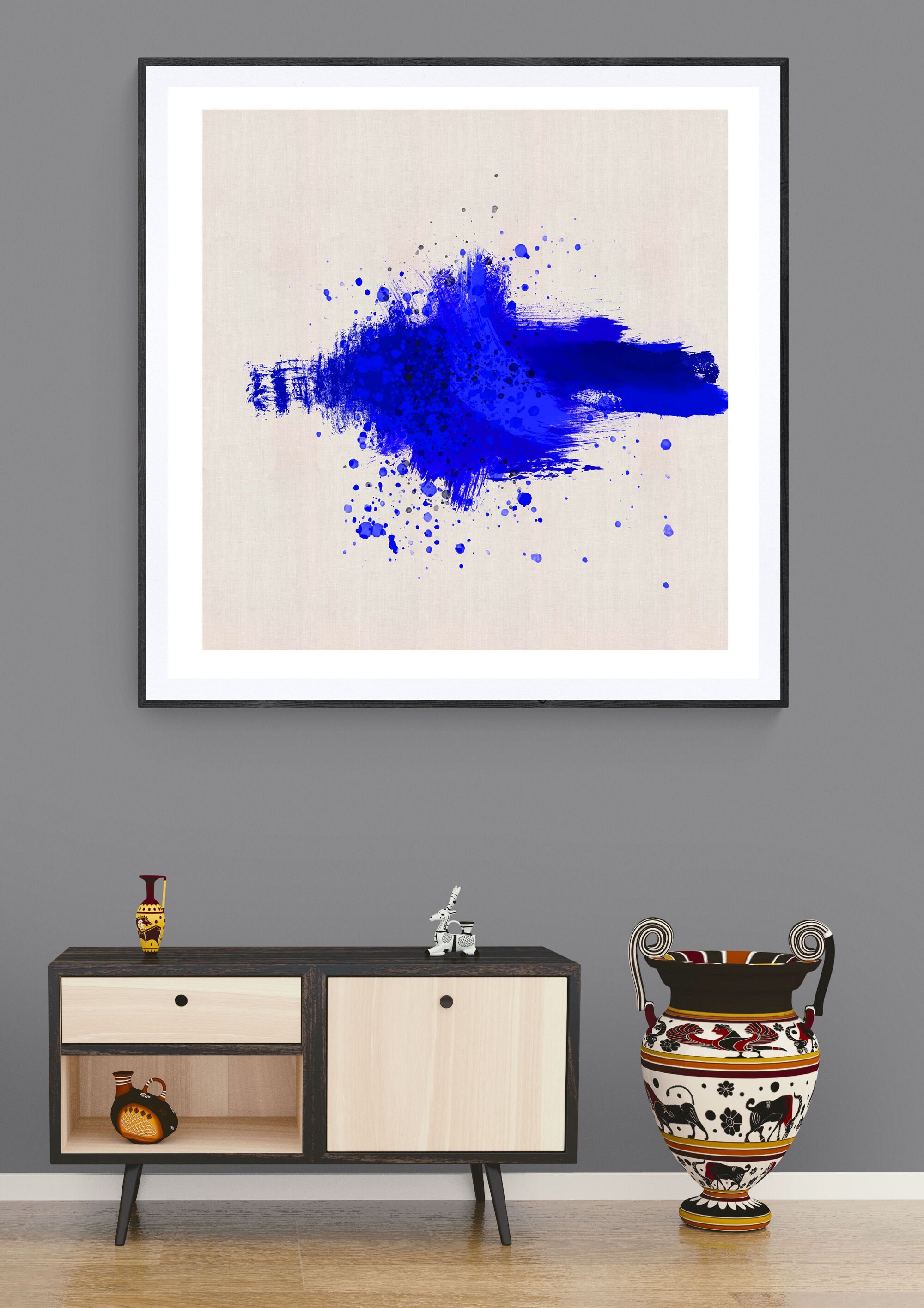 Large Blue Abstract Printable Painting, Minimalist Blue Abstract ...