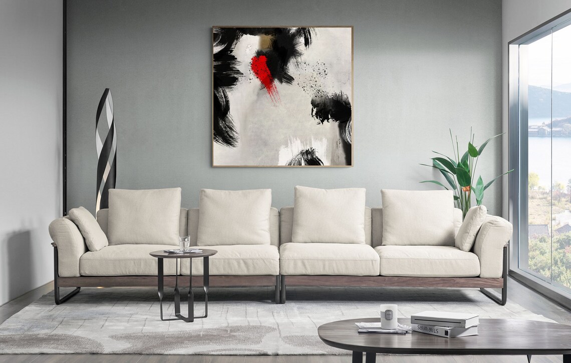 Red and Black Abstract Printable Painting Brushstrokes Art - Etsy
