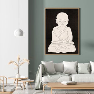 Little Buddha Minimalist Line Art Drawing Print, Printable Buddha Drawing Wall Art, Instant Download Buddha Drawing