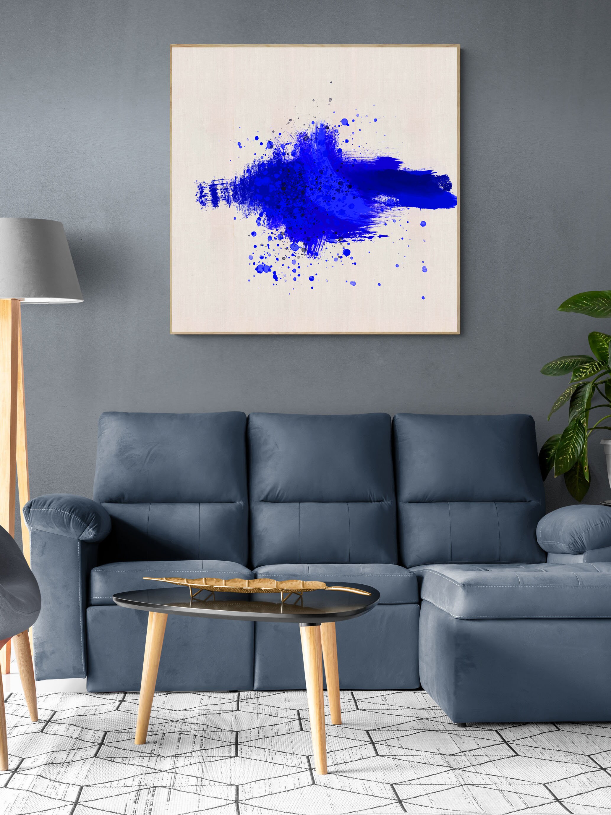 Large Blue Abstract Printable Painting, Minimalist Blue Abstract ...
