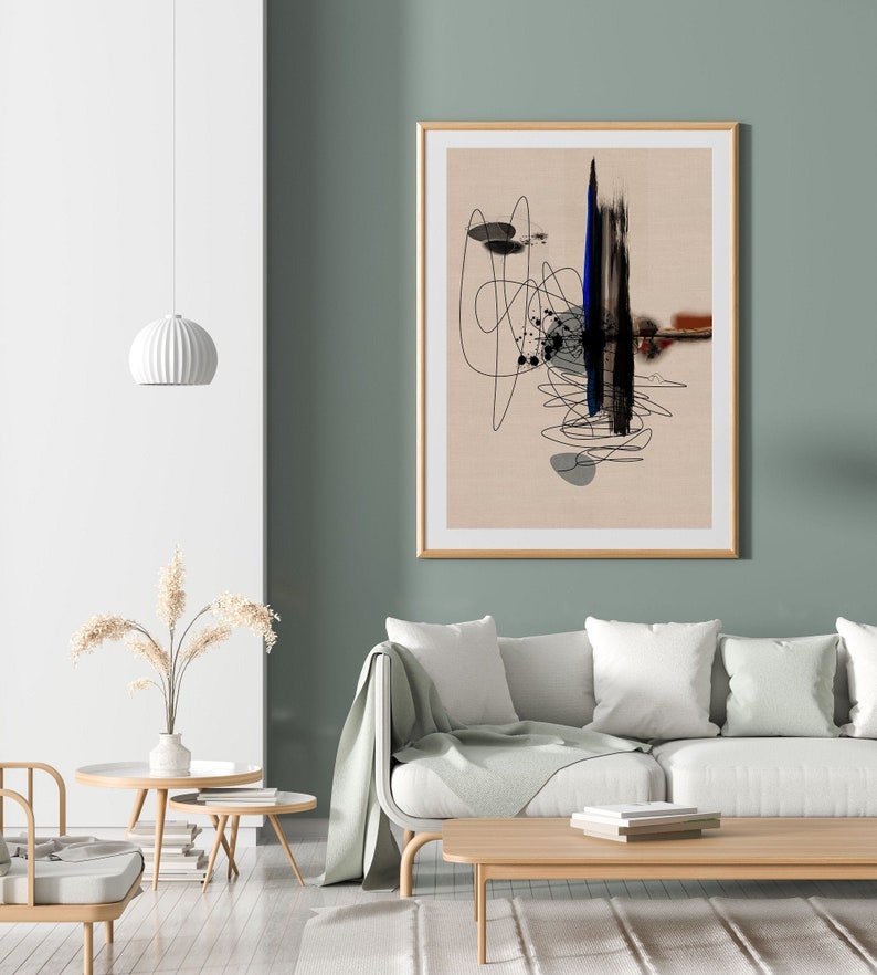 Printable Abstract Art Drawing, Drawing Wall Art for Instant Download