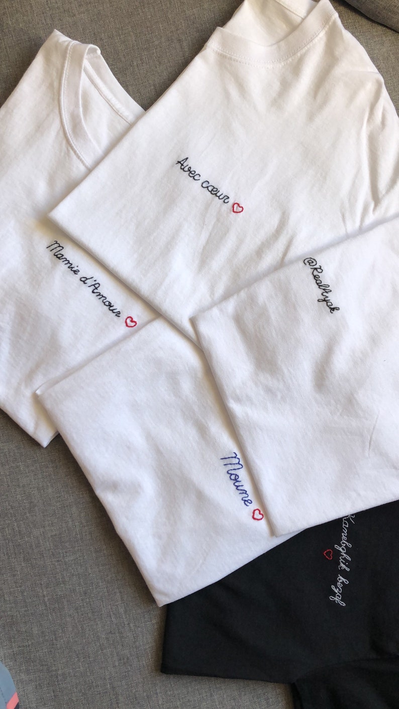 Tshirt personnalisé broderie brodé main idée cadeau Etsy