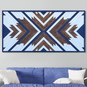 Large Wood Wall Art for Living Room Wall Decor | Modern Vintage Wood Wall Art - Rustic Wood Wall Art | Vintage Geometric Wood Wall Art