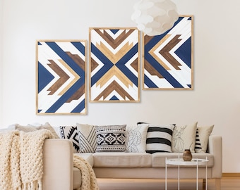 Arte de pared de madera / Arte de madera / Arte de madera geométrica / Arte de pared de madera / Decoración de pared Boho / Arte de pared de sala de estar -/ Arte de pared recuperado