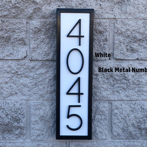 Modern address sign - address sign - metal address sign - address plaque - metal address plaque - house number sign - house sign, Vertical