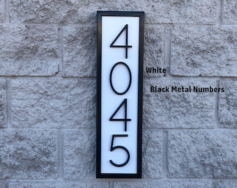 Modern address sign - address sign - metal address sign - address plaque - metal address plaque - house number sign - house sign, Vertical