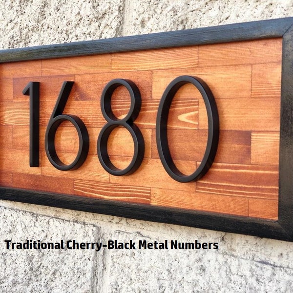 House Number Plaque - House Number Sign Horizontal, Street Number Sign, Wood Number Plaque, Address Numbers, Wood Plaque Outside House Sign