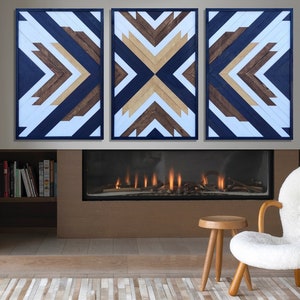 Geometric Wood Wall Art | Modern Farmhouse Wood Wall Art - Rustic Wood Wall Art | Vintage Geometric Wood Wall Art