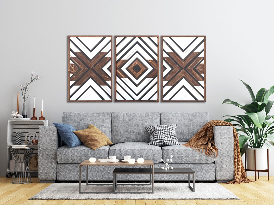 Wood Wall Art Geometric Wood Wall Art Native Wood Wall Art Etsy