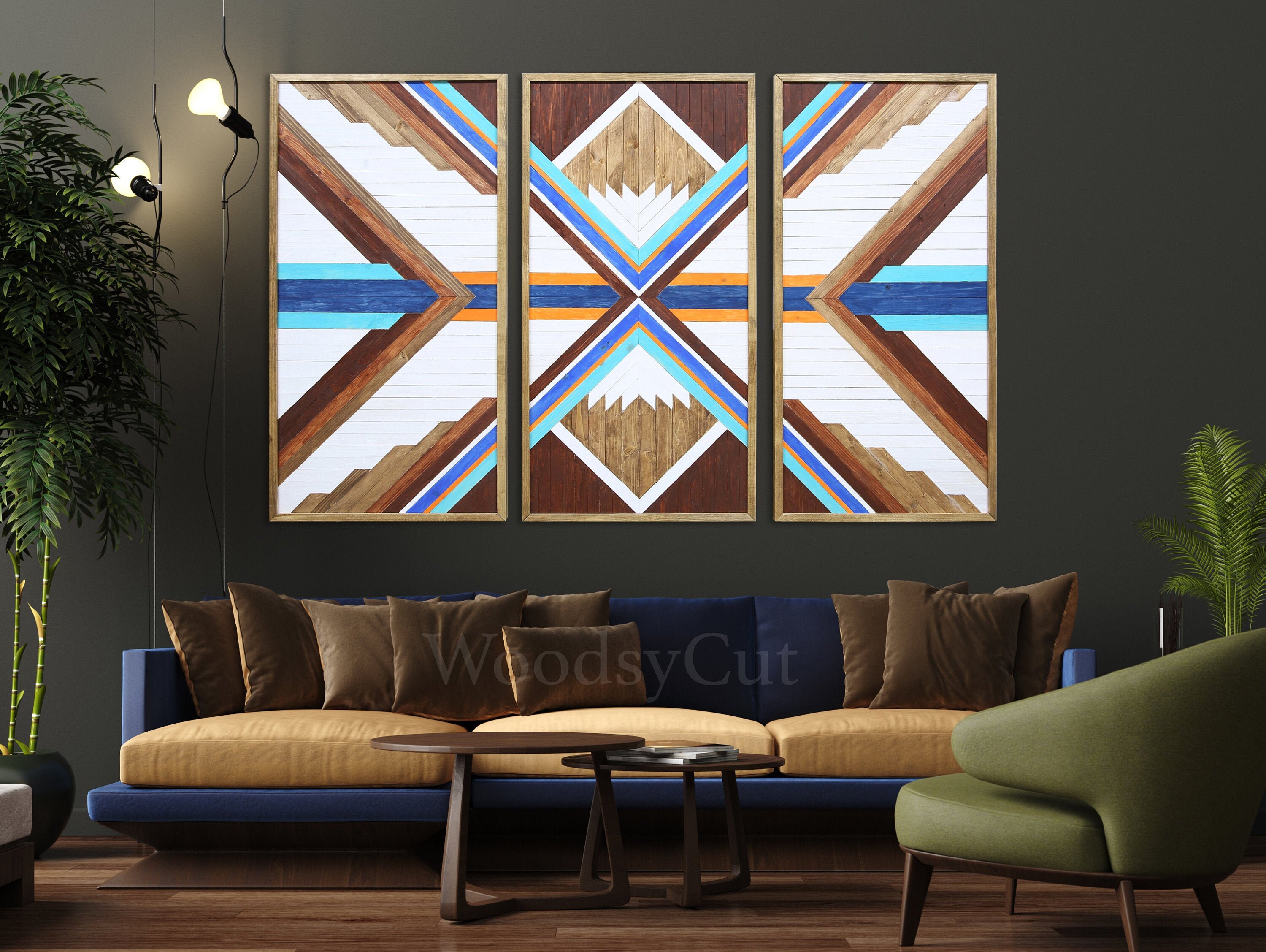 Large Wood Wall Art for Living Room Wall Decor Modern | Etsy