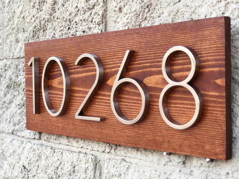 Modern House Number Plaque Wood Address Numbers Address | Etsy