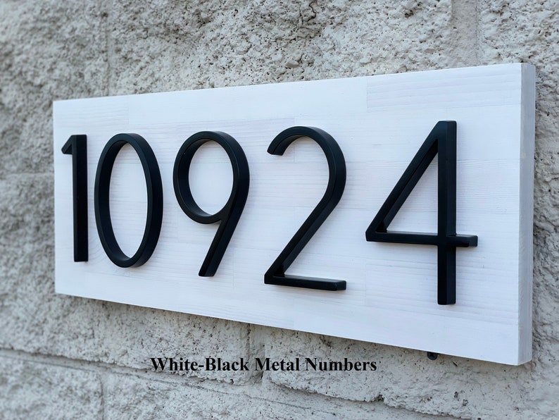 Moderne Hausnummer Plakette, Nummernschild, Holz Adressnummern, Adressschild, Strand Cottage Schild, Hausnummer Plakette, Hausnummer Plakette Bild 1