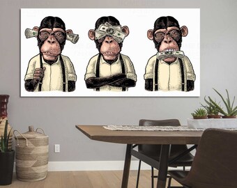 3 Monkeys Canvas - Etsy New Zealand 3 Monkeys Canvas - Etsy New Zealand