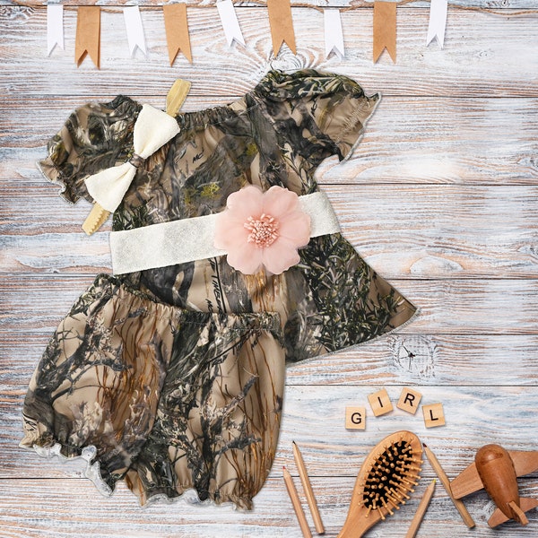 Baby Girl Outfit Camo Peasant Dress