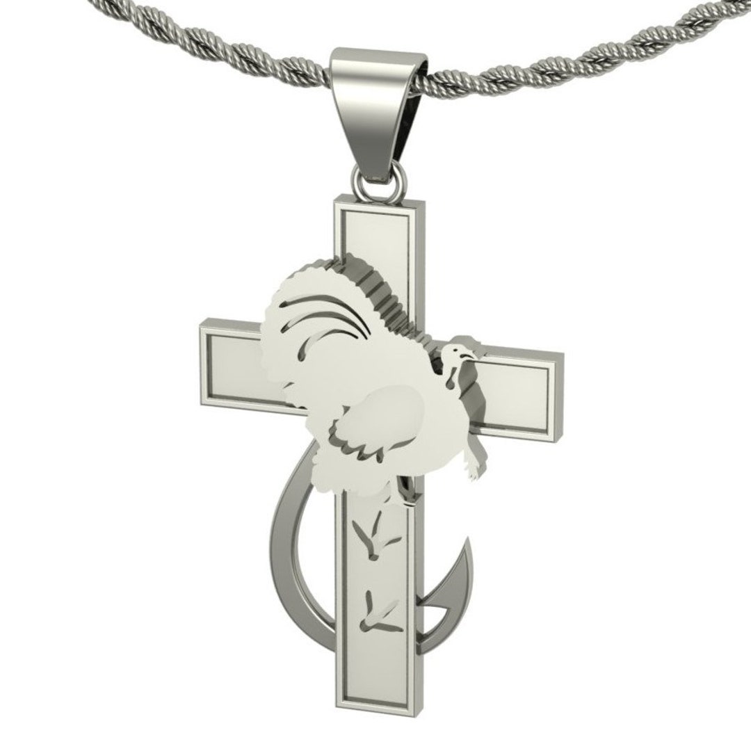 Turkey Hunting Faith Fishing Pendant Necklace Sterling Silver Jewelry Etsy UK