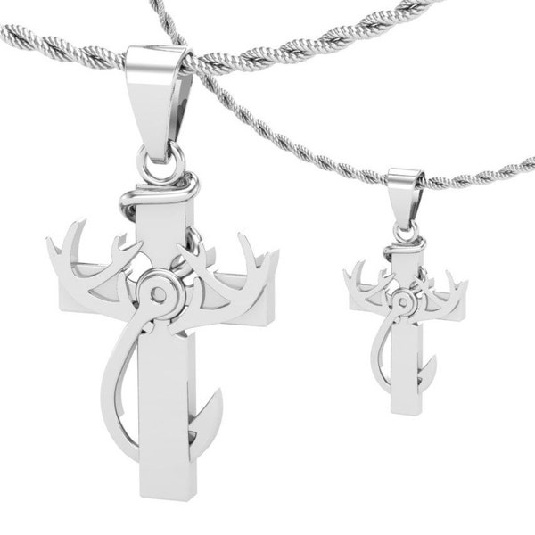Hunting, Faith & Fishing Pendant Necklace Men