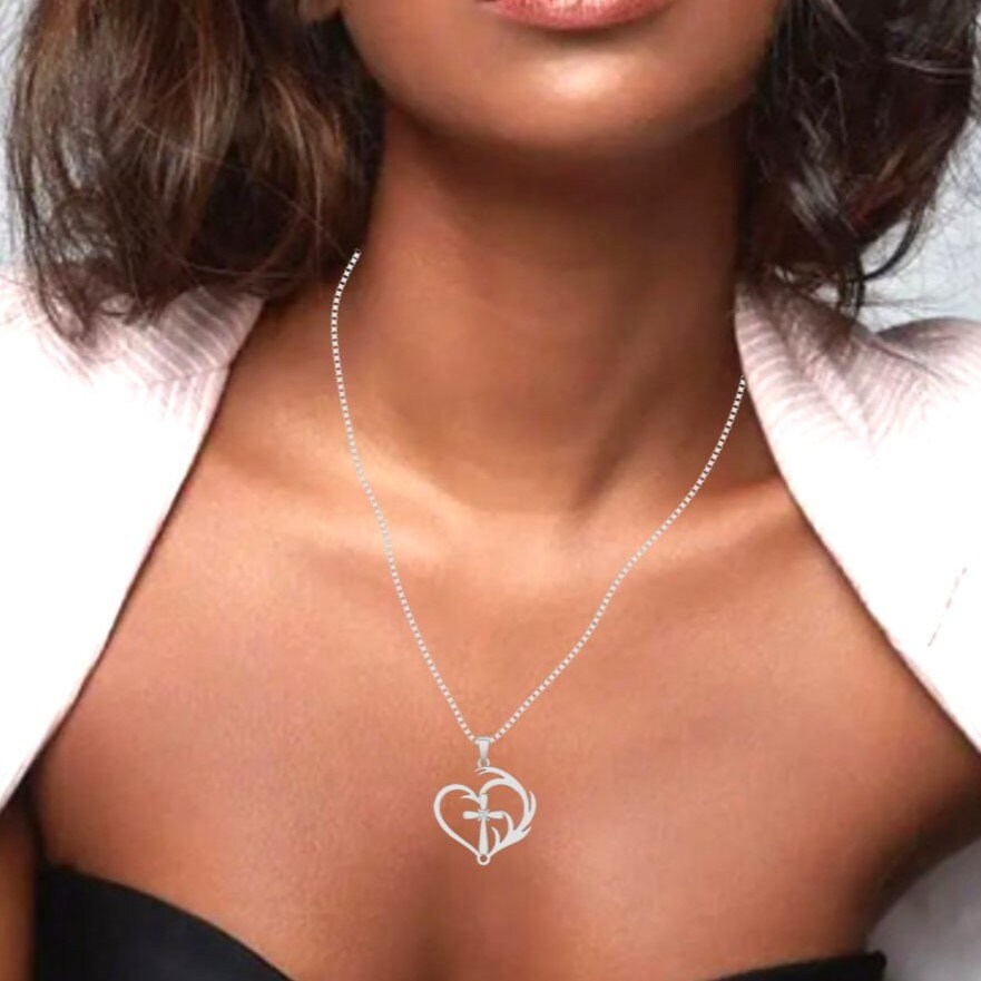 Heart Cross Hunting Faith and Fishing Pendant Etsy UK