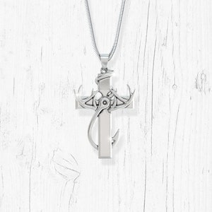 Hunting Faith Fishing Pendant Necklace Sterling Silver