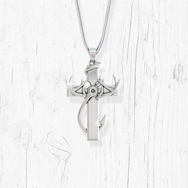 Hunting, Faith & Fishing Pendant Necklace Men