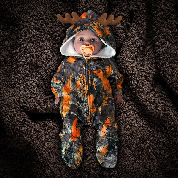 Camouflage Orange Ears Baby Infant Jumpsuit Romper