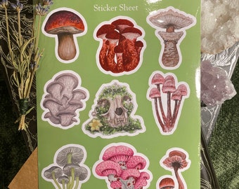 Mushroom Stickers Dark Academia Cottagecore Skull Vinyl Fungi Waterproof Fairy Garden Nature