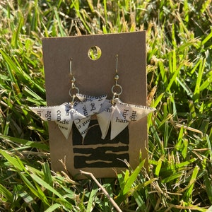 Hand Crafted waterproof Origami Butterfly Earrings Dark Academia Writers Aesthetic image 4
