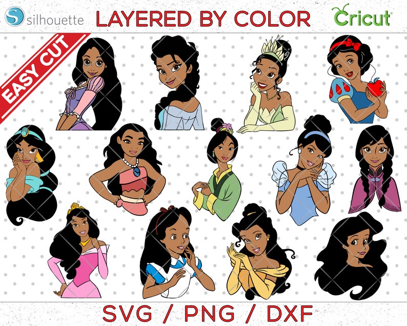Download Moana Svg Ariel Svg Jasmine Svg Alice Svg Dpbg01 Snow White Svg Elsa Svg Black Princess Cinderella Svg African American Princess Svg Clip Art Art Collectibles