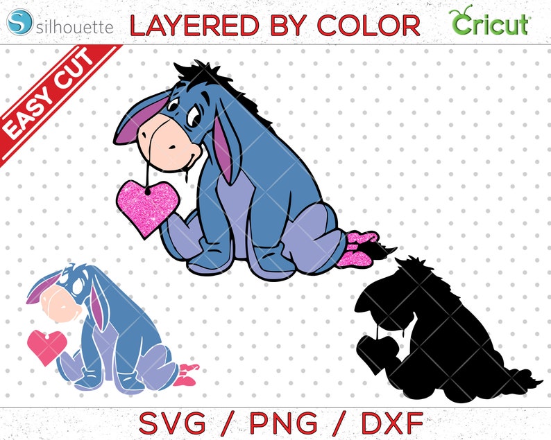 Eeyore svg Eeyore Cut File Valentines svg Winnie the Pooh | Etsy