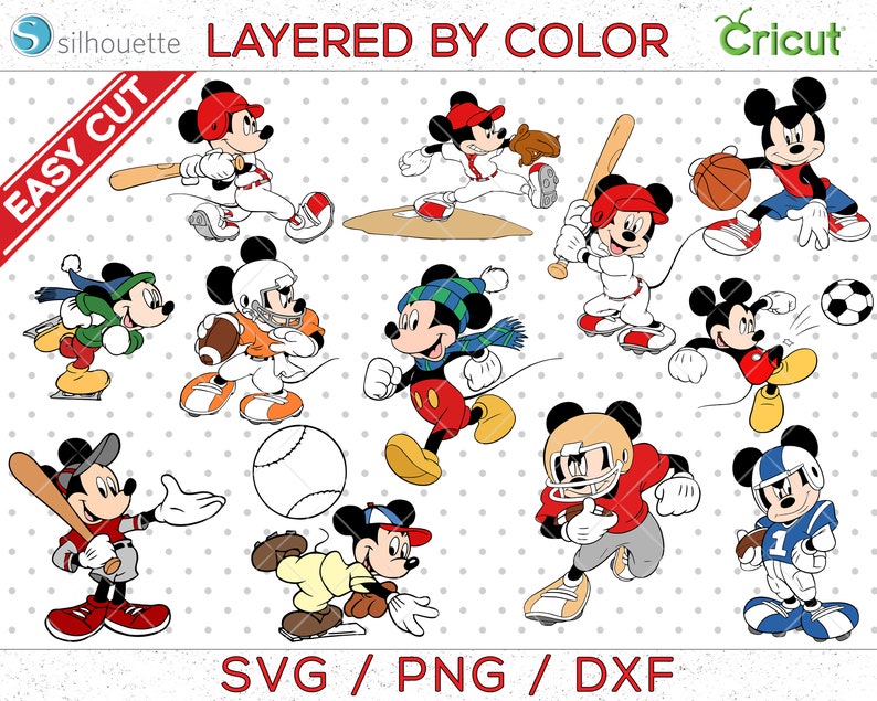 Mickey Mouse SVG Mickey Sports Svg Football Svg Baseball Etsy