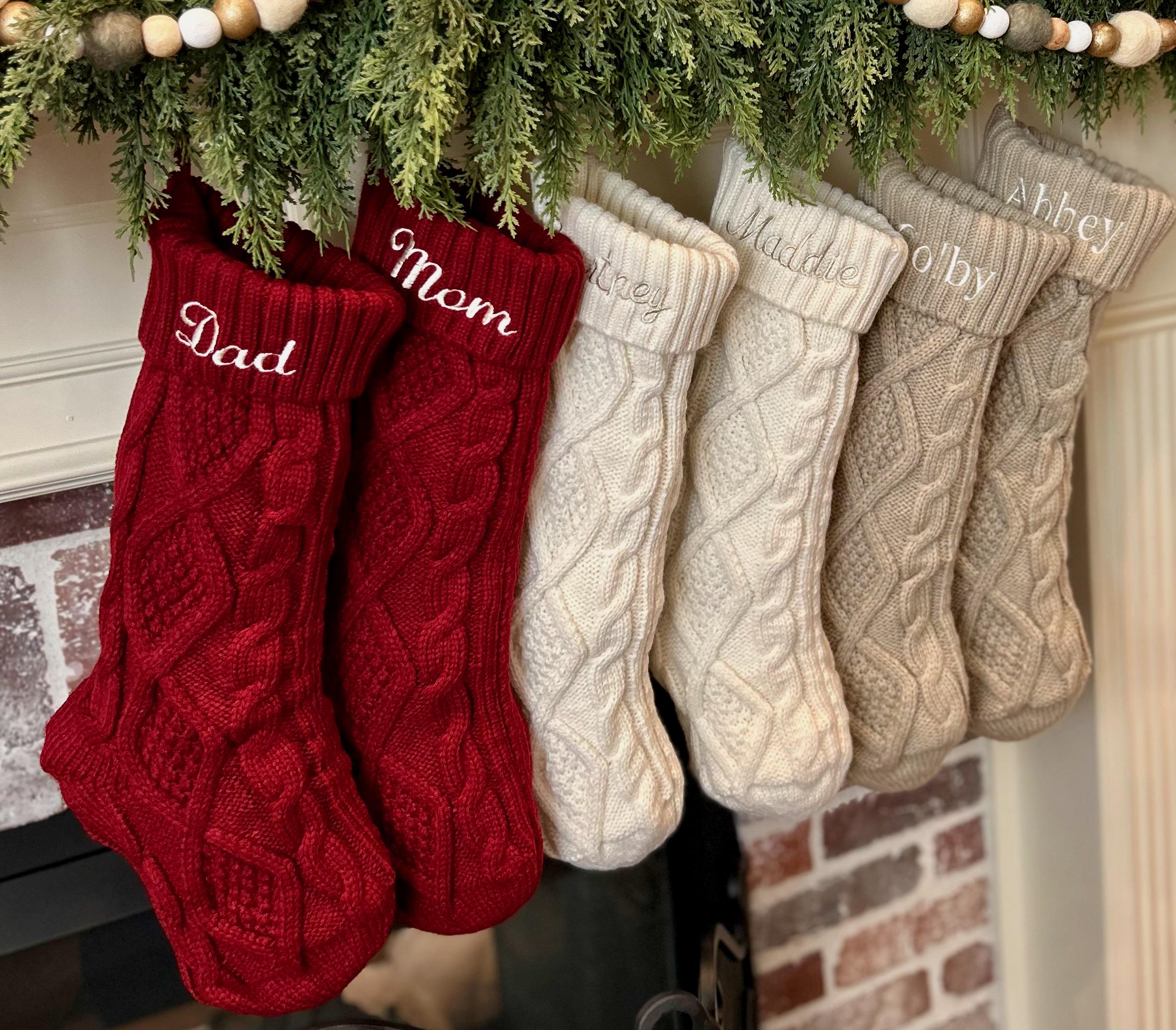 Personalized Cable Knit Christmas Stockings With Name Embroidery Etsy