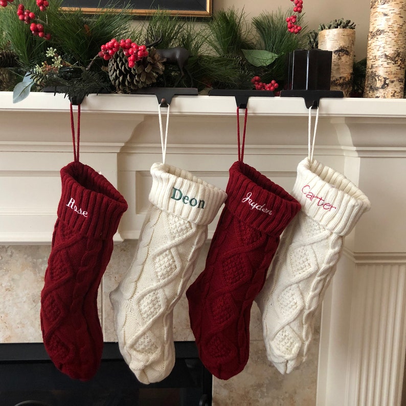 Personalized cable knit Christmas stockings with name Etsy
