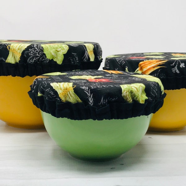 Vegetable Bowl Covers, 100% cotton with eco-friendly PUL lining