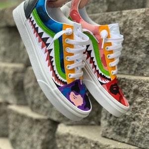  Black Old Skool x Shark Teeth Pattern Custom Handmade Shoes By  Patch Collection : Handmade Products