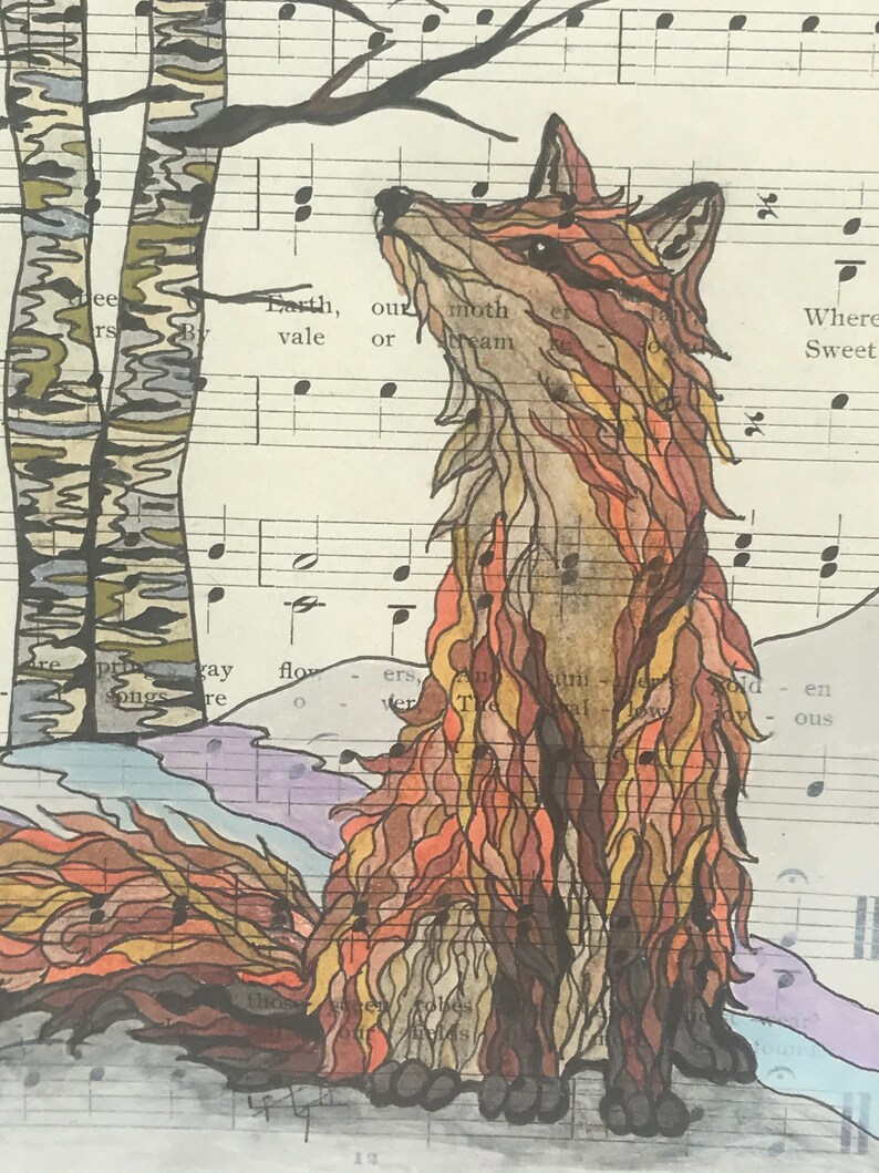 Download Red Fox in Winter is an Original Work of Art on Vintage Music | Etsy