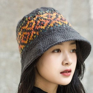 Kit for Handmade Knitted Cozy Fair Isle Bucket Hat: Stay Warm and Chic this Winter, Trendy Headwear for Fashionable, JazzioThreads