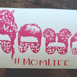 Mom Life Custom Family Decal Leopard Print Style | Mom Bun Decal | Custom Family Decal | #MOMLIFE