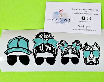 Personalized Family Vinyl Decal Sticker | Mom Bun Decal | Custom Family Vehicle Decal | Dad Life | #Familylife | Kidlife | Family Car
