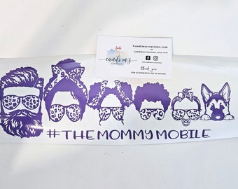 Custom Family Decal Leopard Print Style | Mom Bun Decal | Custom Family Vehicle Vinyl Decal