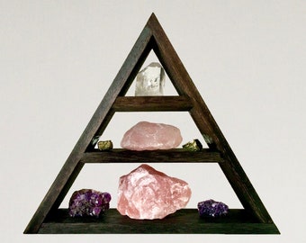 Crystal Shelf: Triangle Meditation Altar, Crystal & Stone Shelving Display