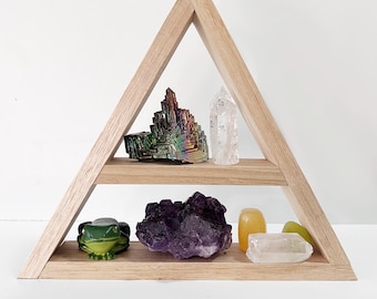 Wooden Crystal Storage - Triangle Shelf - Shelving for Gemstones and Minerals